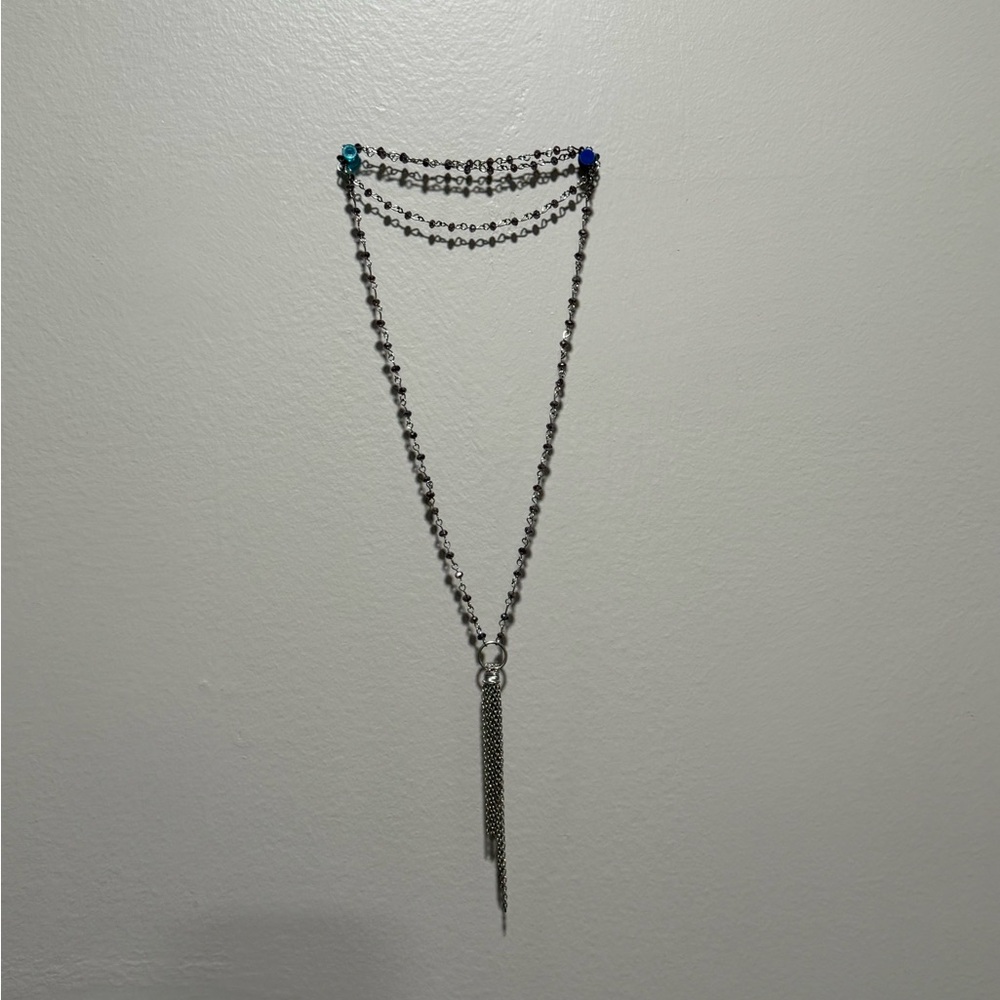 Elegant Silver Chain Necklace with Purple Accents